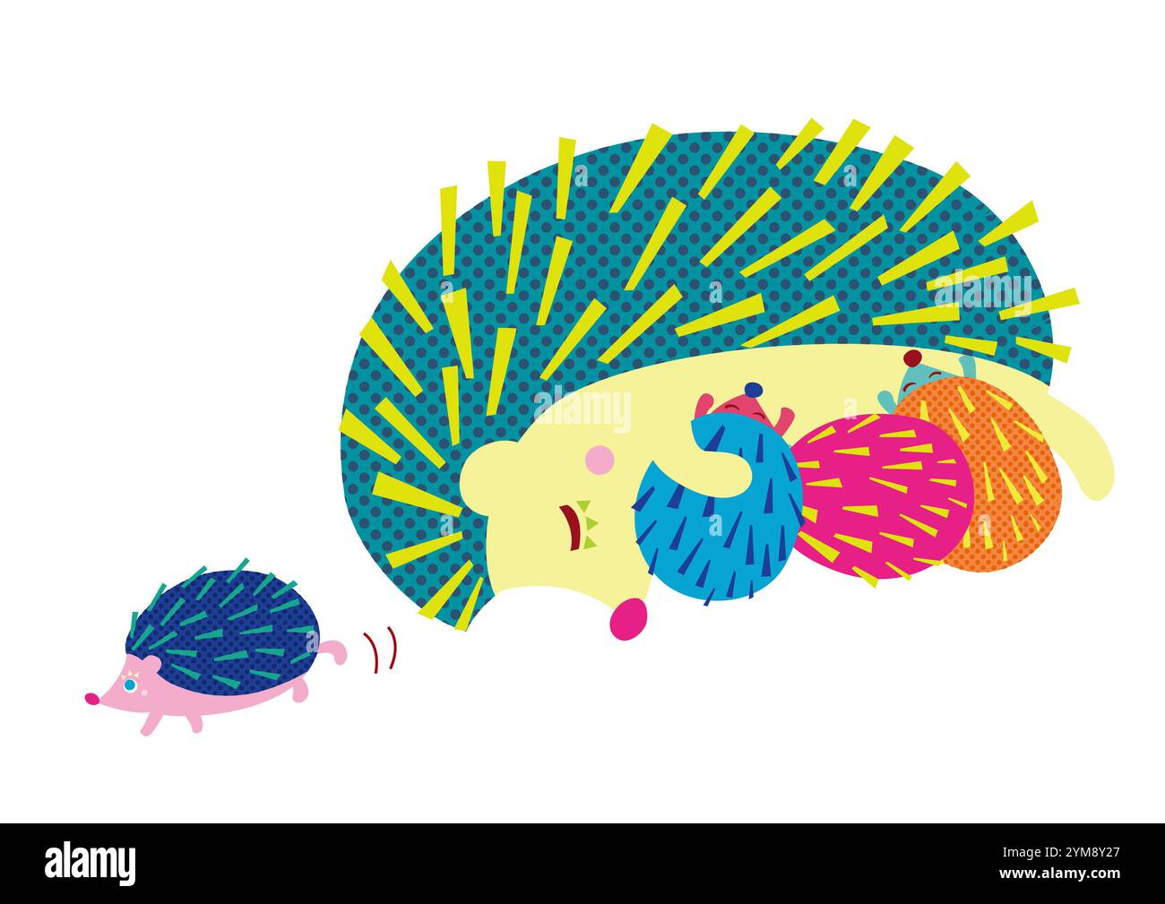 Schlafender Igel Eltern und Kind Stockfoto