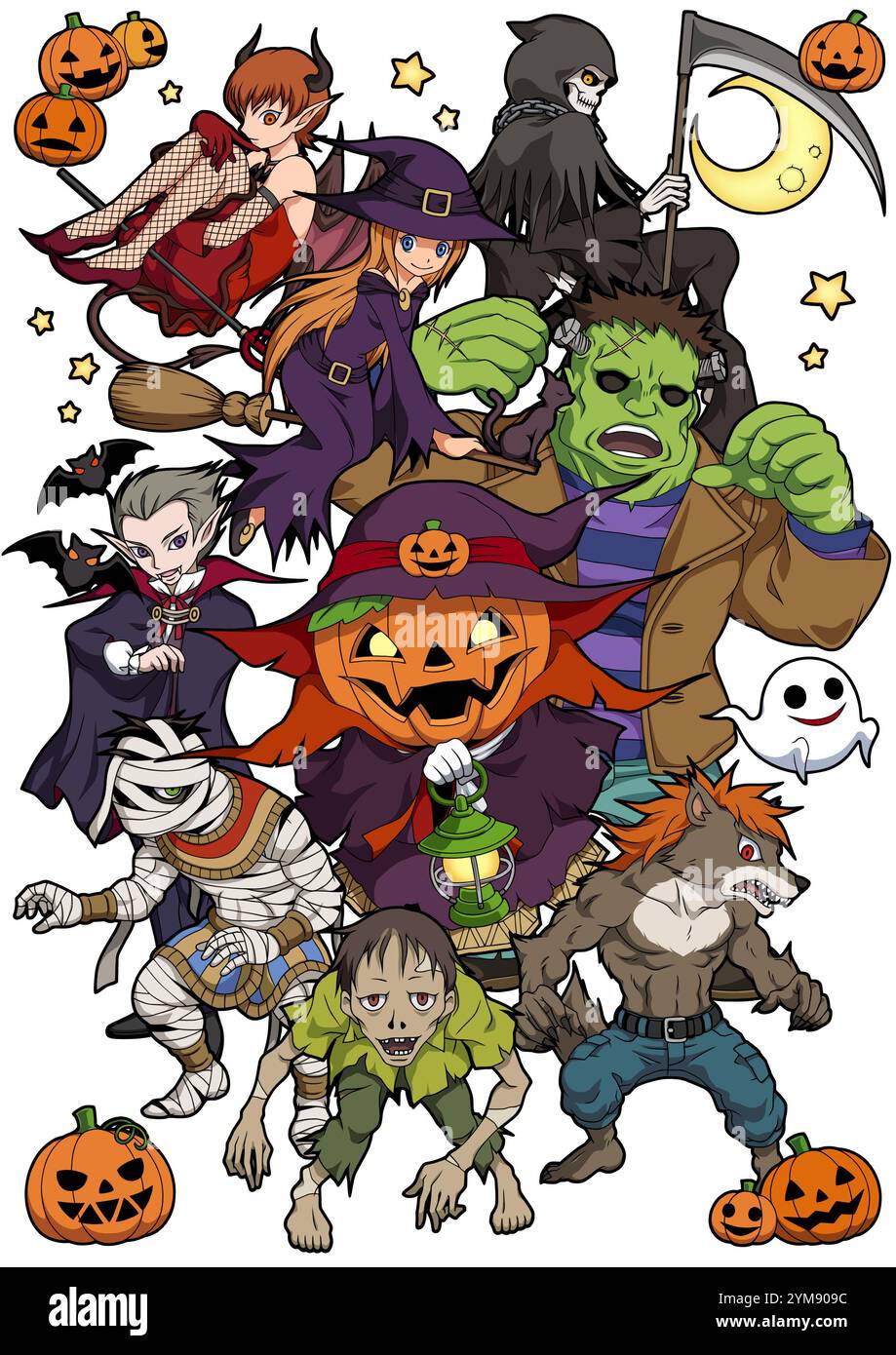 Halloween Monster - weißer Rücken Stockfoto