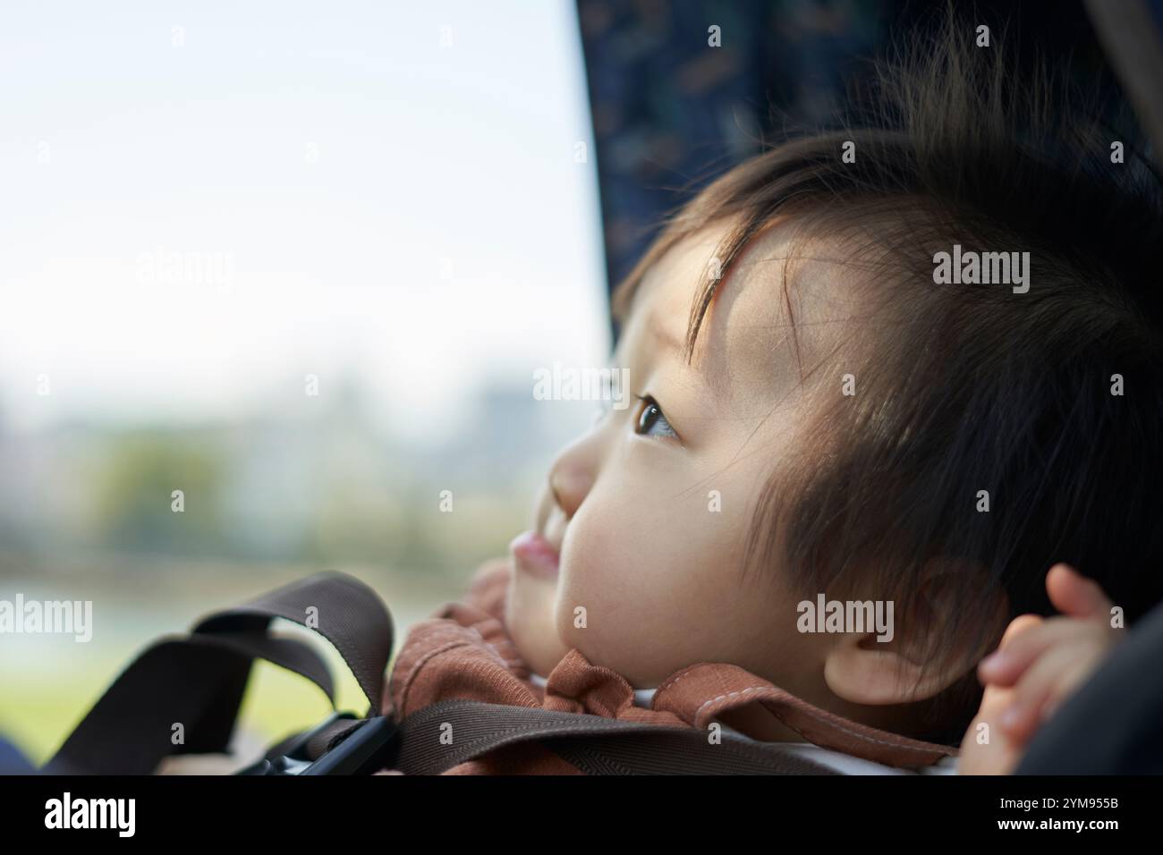 Süßes japanisches Baby im Kinderwagen Stockfoto