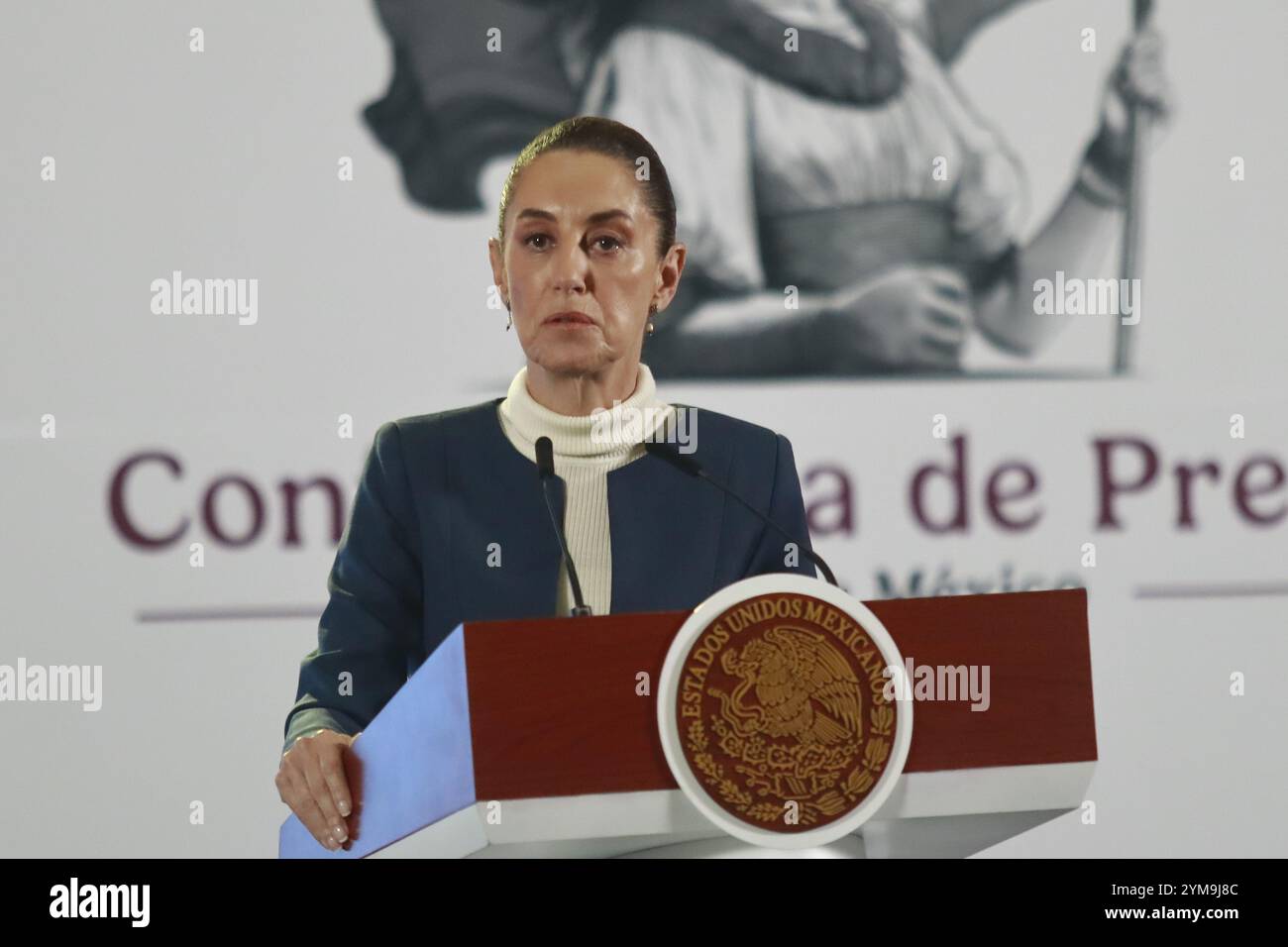 Nicht exklusiv: Mexikos Präsidentin Claudia Sheinbaum Pardo sagte, dass sie drei Sekundärgesetze der Justiz zum mexikanischen Kongress geschickt habe, Stockfoto