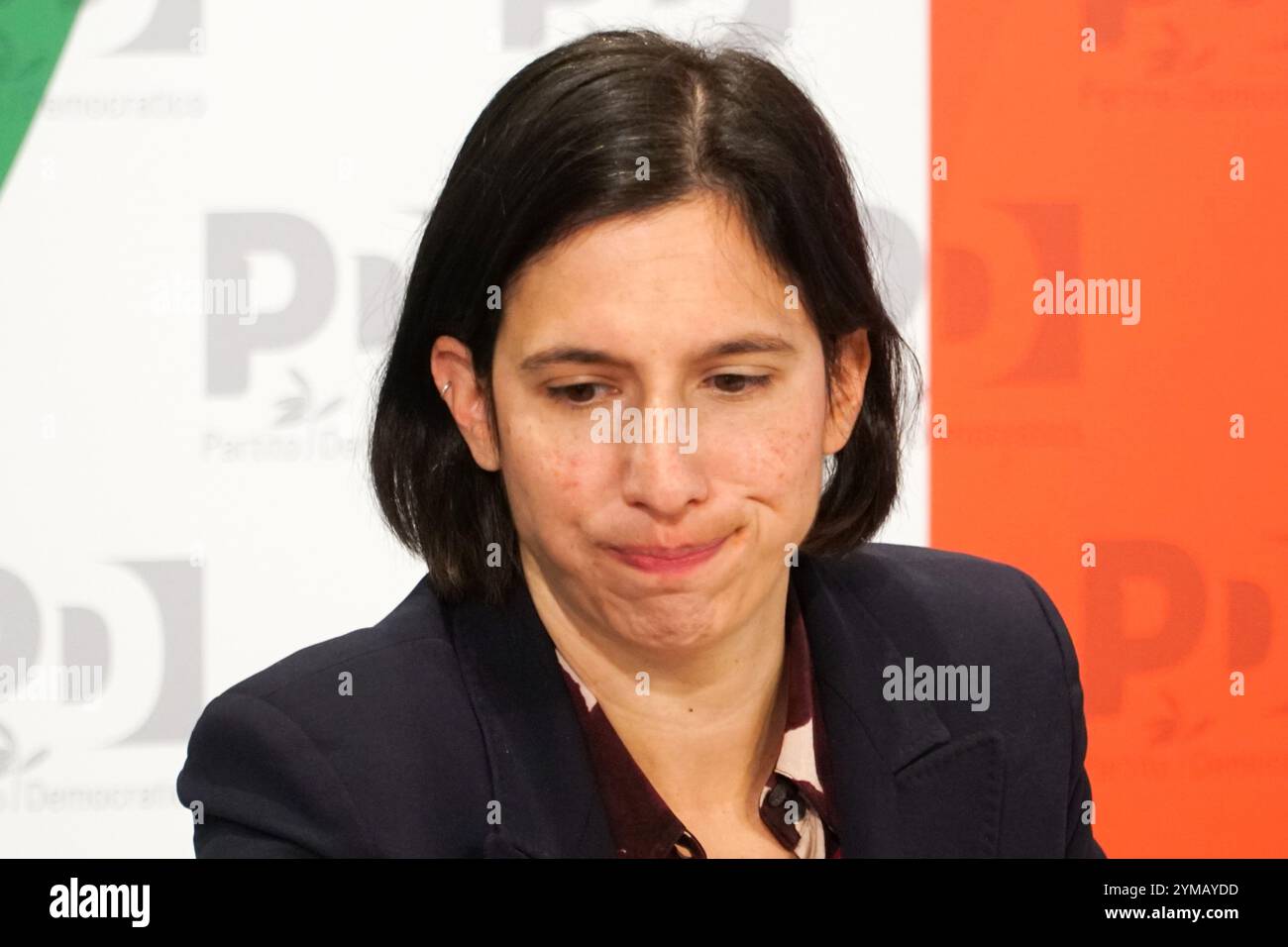 Nazareno, Sitz der Demokratischen Partei, Rom, Italien, 20. November 2024, Elly Schlein, PD während der Pressekonferenz von Elly Schlein, Sekretärin Stockfoto