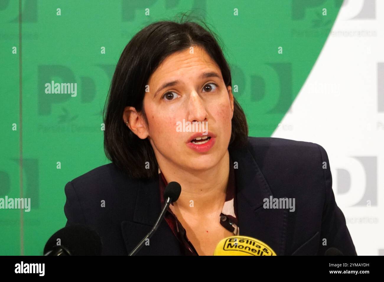 Nazareno, Sitz der Demokratischen Partei, Rom, Italien, 20. November 2024, Elly Schlein, PD während der Pressekonferenz von Elly Schlein, Sekretärin Stockfoto
