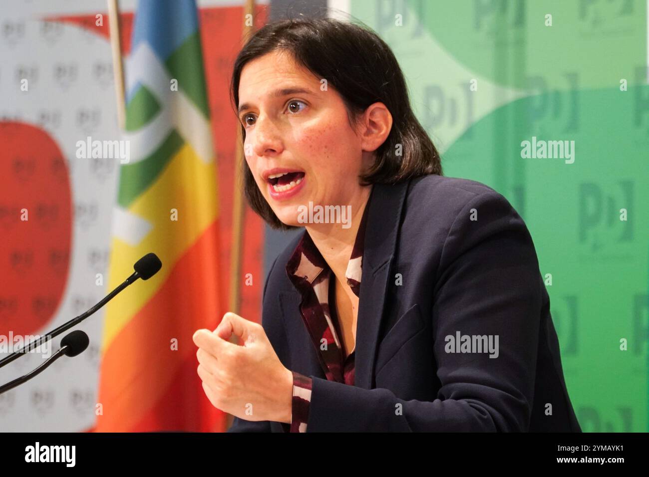 Nazareno, Sitz der Demokratischen Partei, Rom, Italien, 20. November 2024, Elly Schlein, PD während der Pressekonferenz von Elly Schlein, Sekretärin Stockfoto