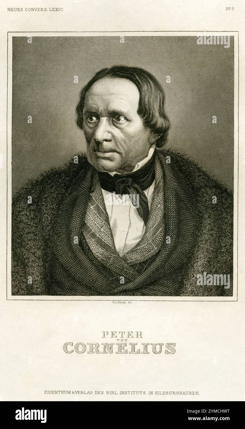 Europa, Deutschland, Berlin, Peter von Cornelius, deutscher Maler, Stahlstich um 1850 , Rechte werden nicht vertreten . / Europa, Deutschland, Berlin, Peter von Cornelius, deutscher Maler, Stahlstich , um 1850 , gibt es keine Rechte . Stockfoto