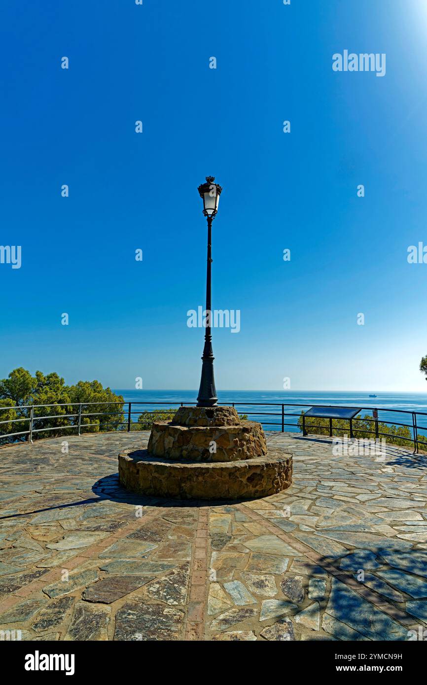Aussichtspunkt, Mirador de Gibralfaro, Laterne Stockfoto
