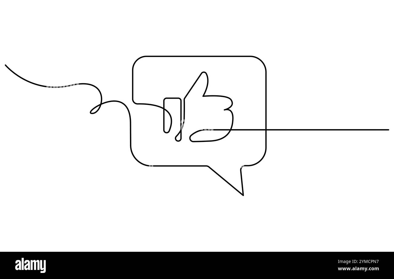 Zeigt durchgehende Linienzeichnung mit Daumen nach oben Stock Vektor