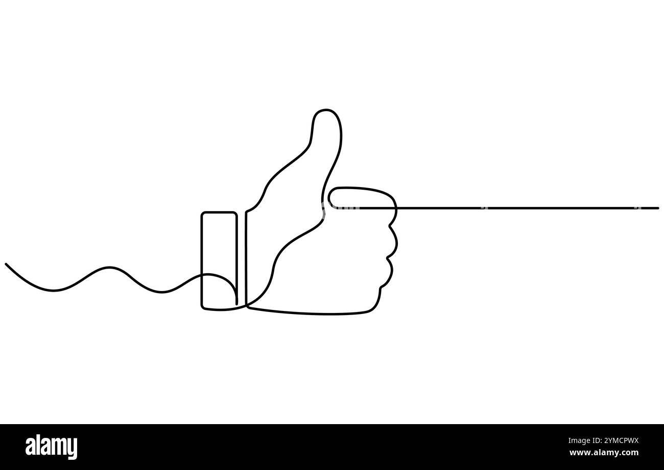 Zeigt durchgehende Linienzeichnung mit Daumen nach oben Stock Vektor