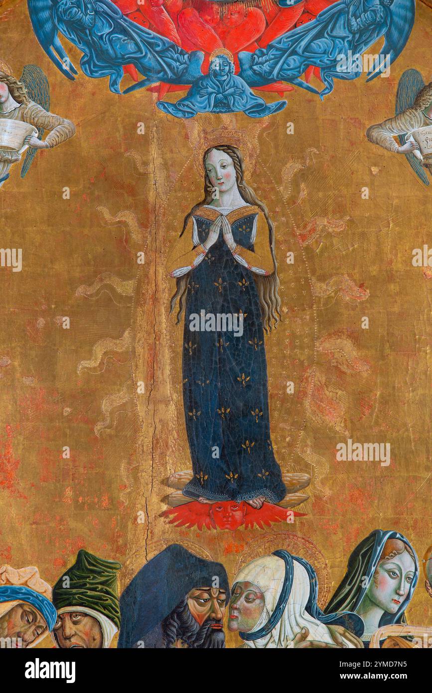 Nocera Umbra. Pinacoteca Comunale. Matteo da Gualdo. Treffen von Joachim und Anna in der Porta Aurea. (Hergestellt während des Pontifikats von Alexander VI. Borgia (1492-1503) Tempera auf Holz Stockfoto