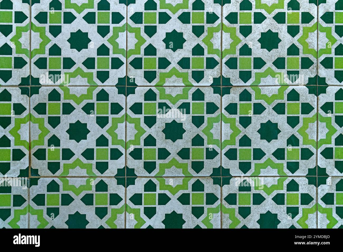 Kachelmuster, grün, weiß Stockfoto