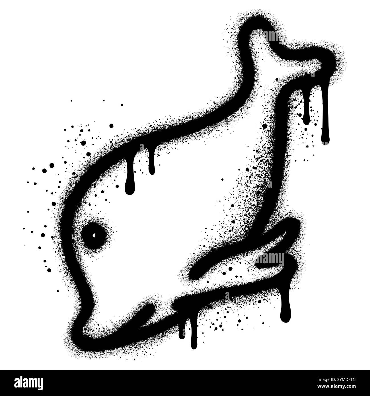 Delfine Graffiti mit schwarzer Sprühfarbe. Vektorabbildung. Stock Vektor