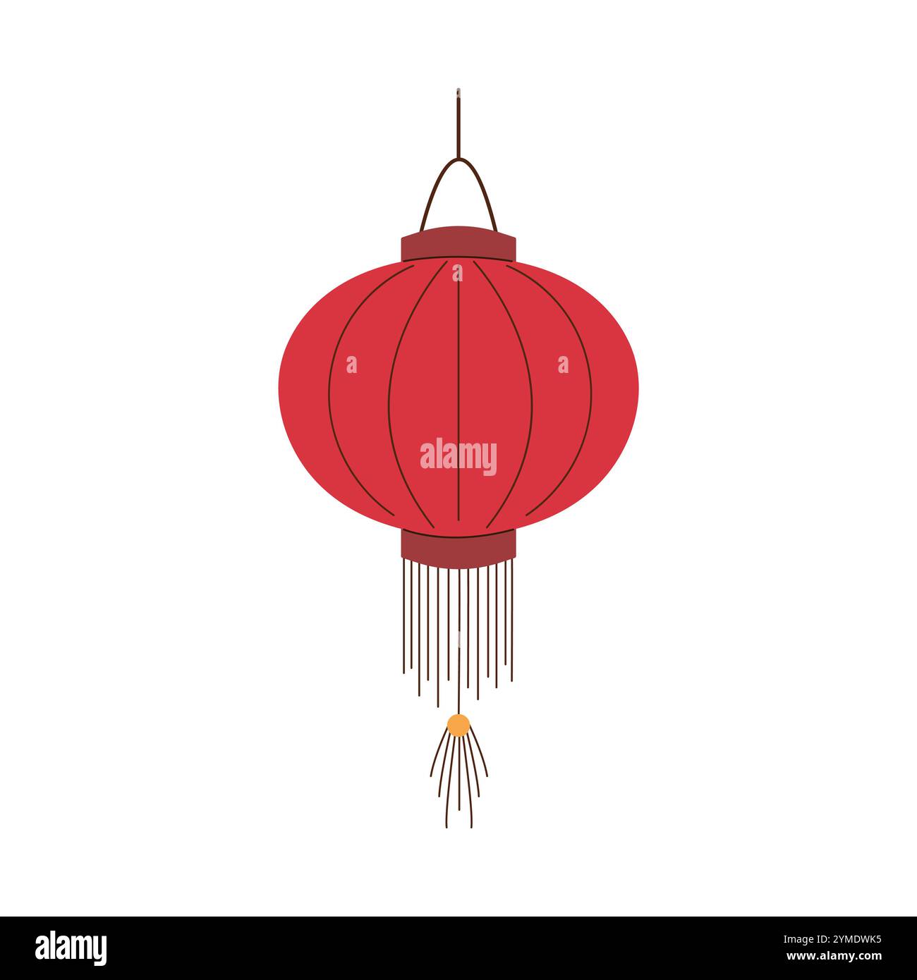 Chinesische Laterne aus rotem Papier, einzeln in flachem Stil. Traditionelle Dekoration für Chinesisches Neujahrsfest und Laternenfest, Designelement. Yuan Stock Vektor