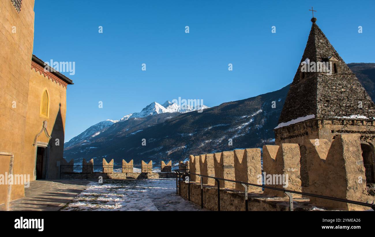 Blick auf das Schloss Saint-Pierre, Aostatal, Italien Stockfoto