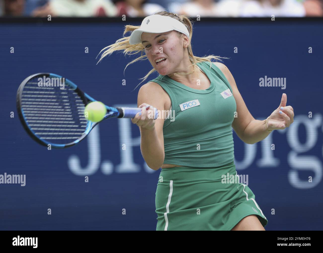 Tennisspielerin Sofia Kenin in Aktion bei den US Open 2024 Championships, Billie Jean King Tennis Center, Queens, New York, USA, Nordamerika Stockfoto