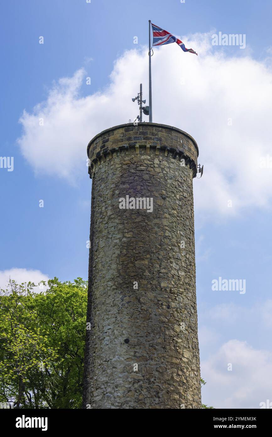 MATLOCK BATH, DERBYSHIRE, GROSSBRITANNIEN, 18. MAI. Victoria Prospect Tower auf den Heights of Abraham in der Nähe von Matlock Bath, Derbyshire am 18. Mai 2024 Stockfoto