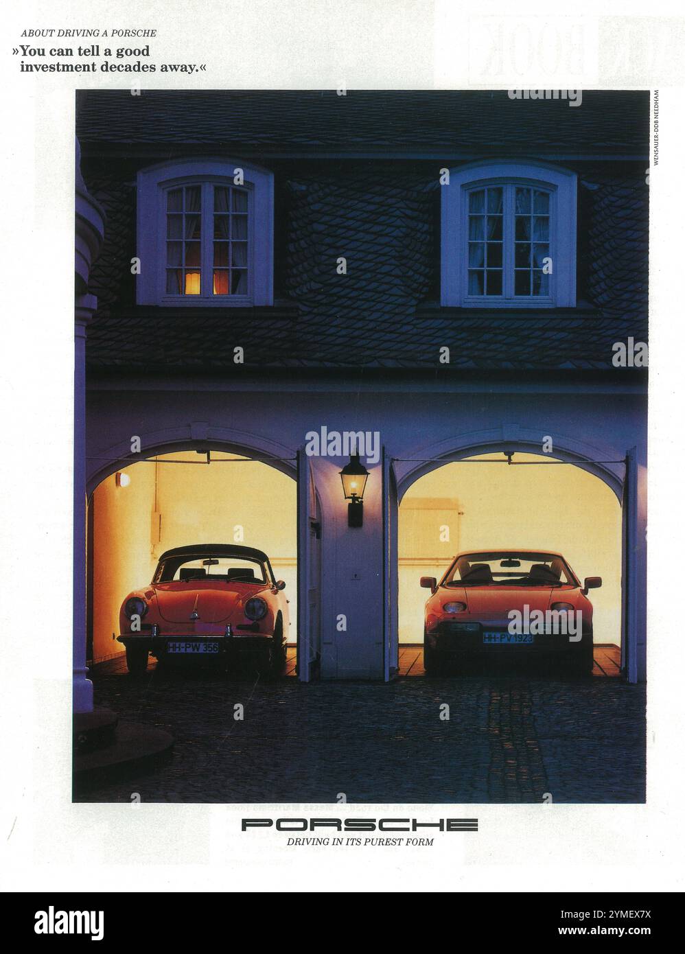 Werbung für Porsche Cars aus den 1990er Jahren – „man kann schon Jahrzehnte eine gute Investition erkennen“ Stockfoto