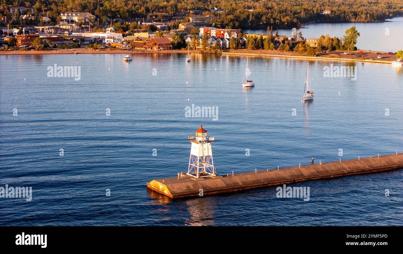 Luftaufnahme von Grand Marais, Minnesota, USA. Stockfoto
