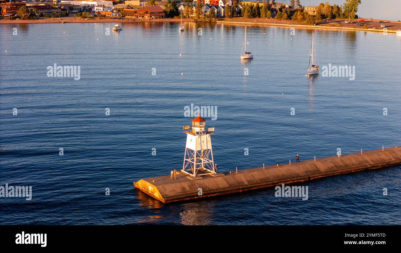 Luftaufnahme von Grand Marais, Minnesota, USA. Stockfoto
