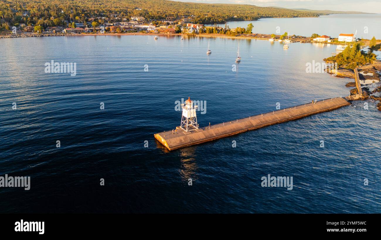Luftaufnahme von Grand Marais, Minnesota, USA. Stockfoto
