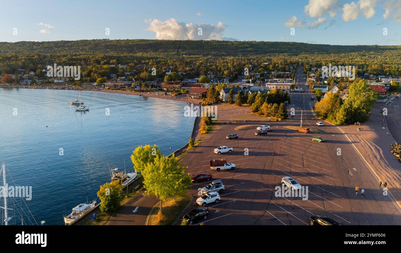 Luftaufnahme von Grand Marais, Minnesota, USA. Stockfoto