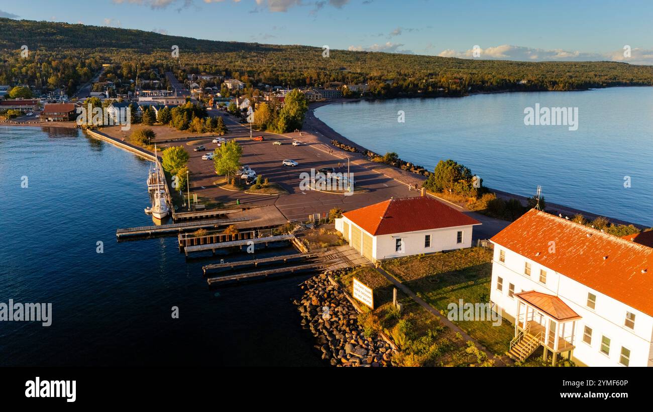 Luftaufnahme von Grand Marais, Minnesota, USA. Stockfoto