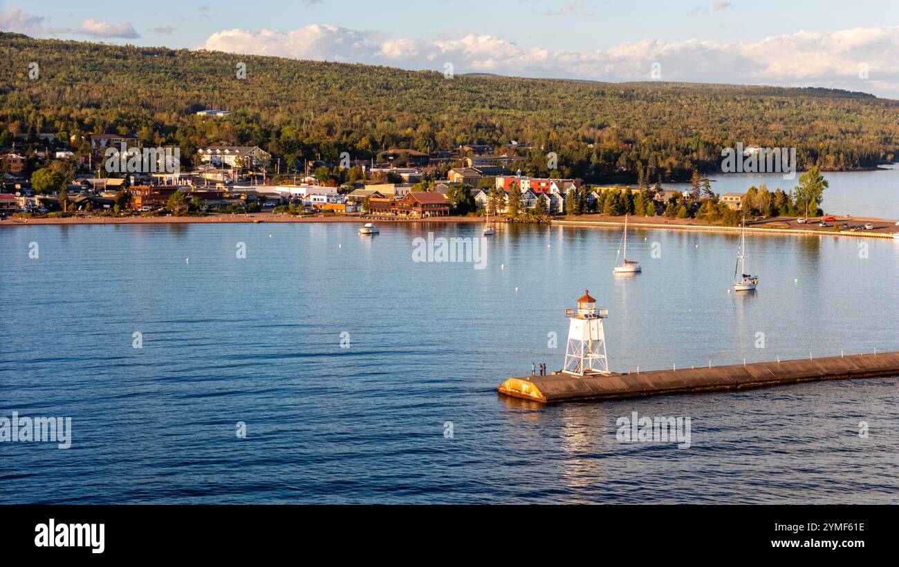 Luftaufnahme von Grand Marais, Minnesota, USA. Stockfoto