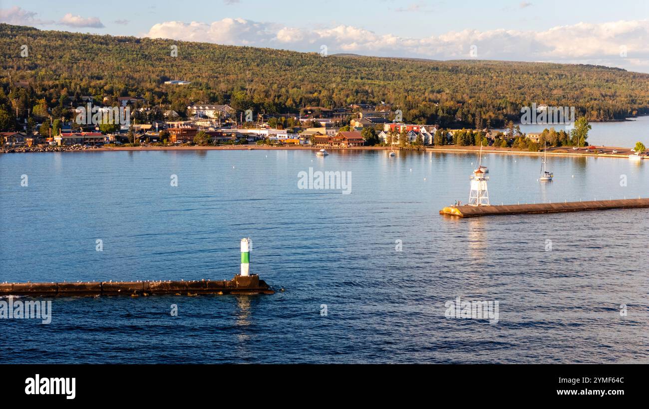 Luftaufnahme von Grand Marais, Minnesota, USA. Stockfoto