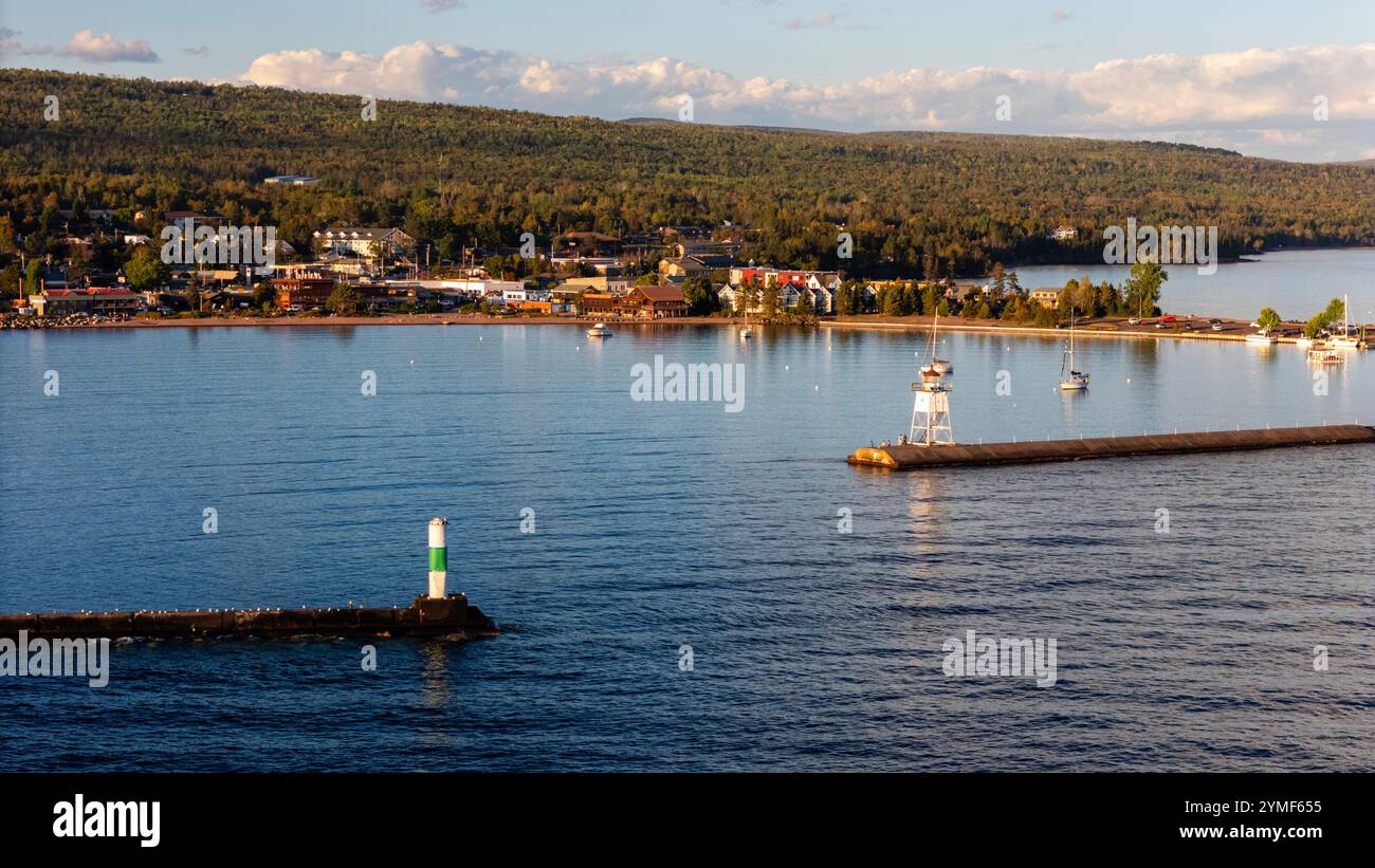 Luftaufnahme von Grand Marais, Minnesota, USA. Stockfoto
