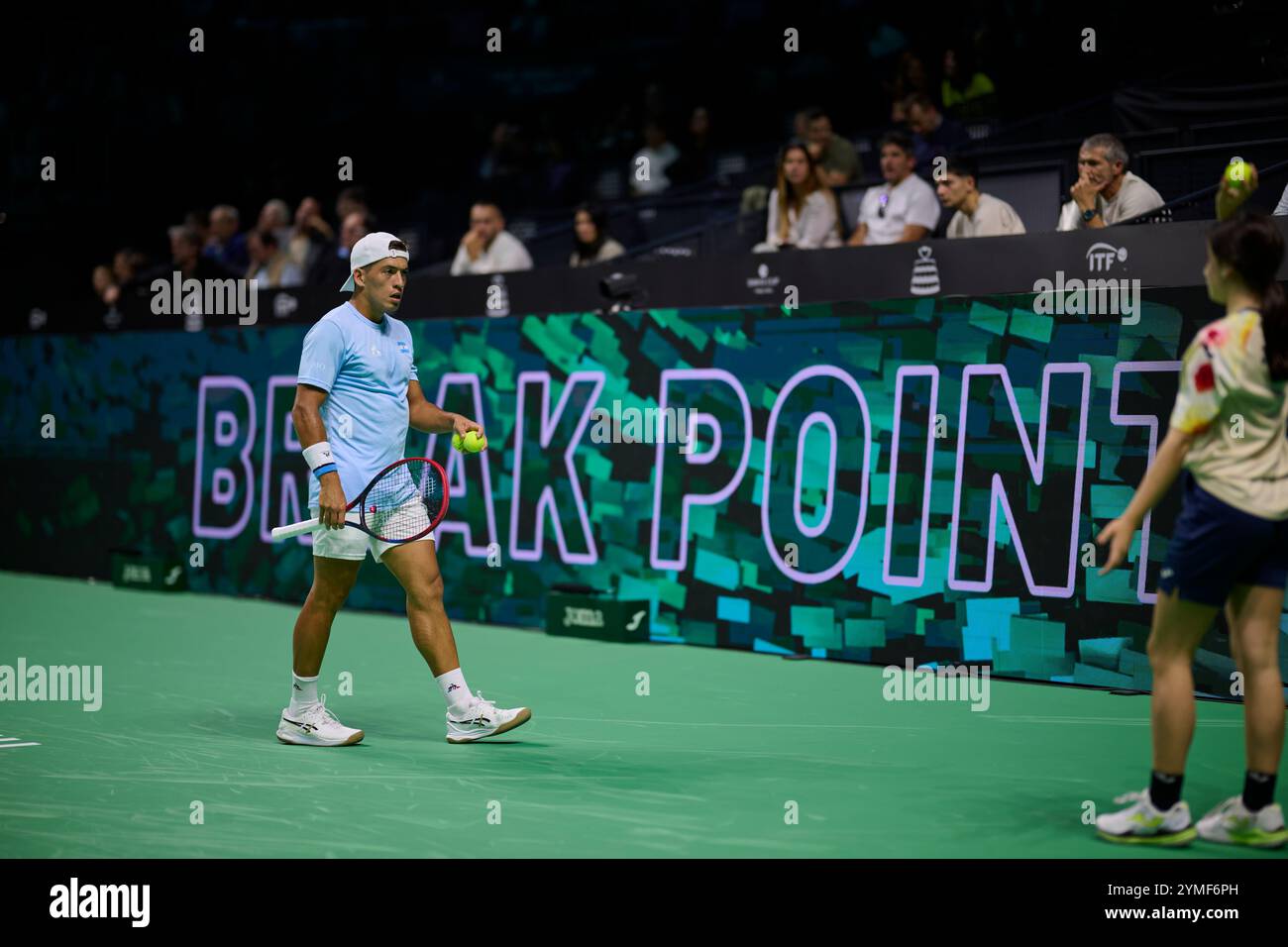 Malaga, Spanien, 21. November 2024. Sebastian Baez aus Argentinien beim Viertelfinale Davis Cup Finale 8 Singles Match 1. Quelle: Vicente Vidal Fernandez/Alamy Live News Stockfoto