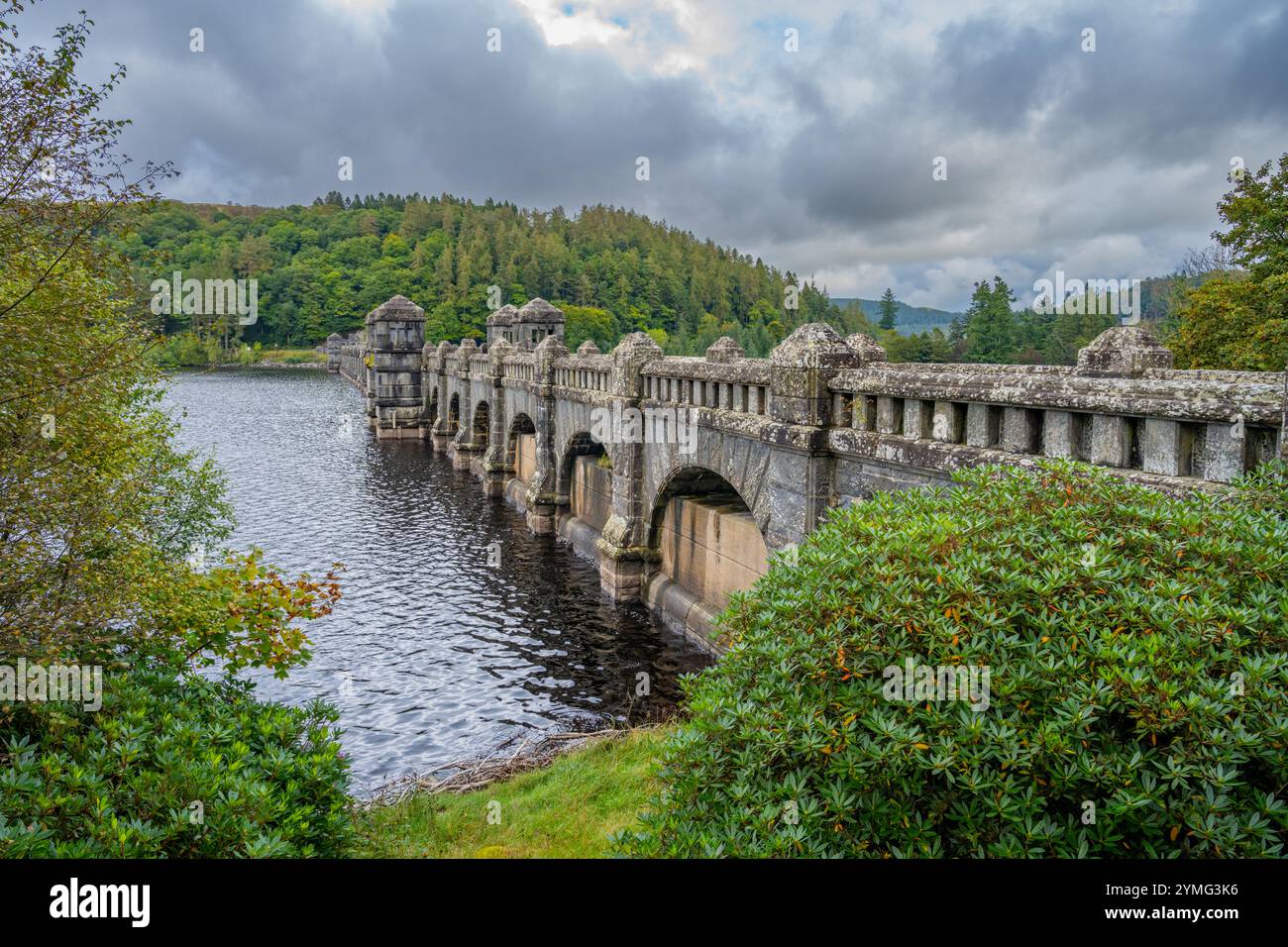Der Damm am Lake Vyrnwy Powys Wales Stockfoto
