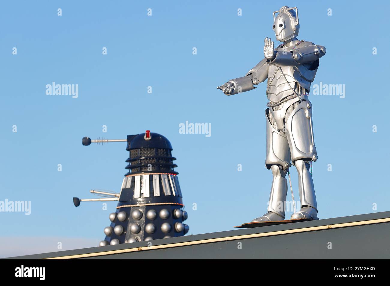 Doctor Who Cyberman Film Requisite Replik, befindet sich an der Inner Space Station an der Hull Road in York, North Yorkshire, Großbritannien Stockfoto