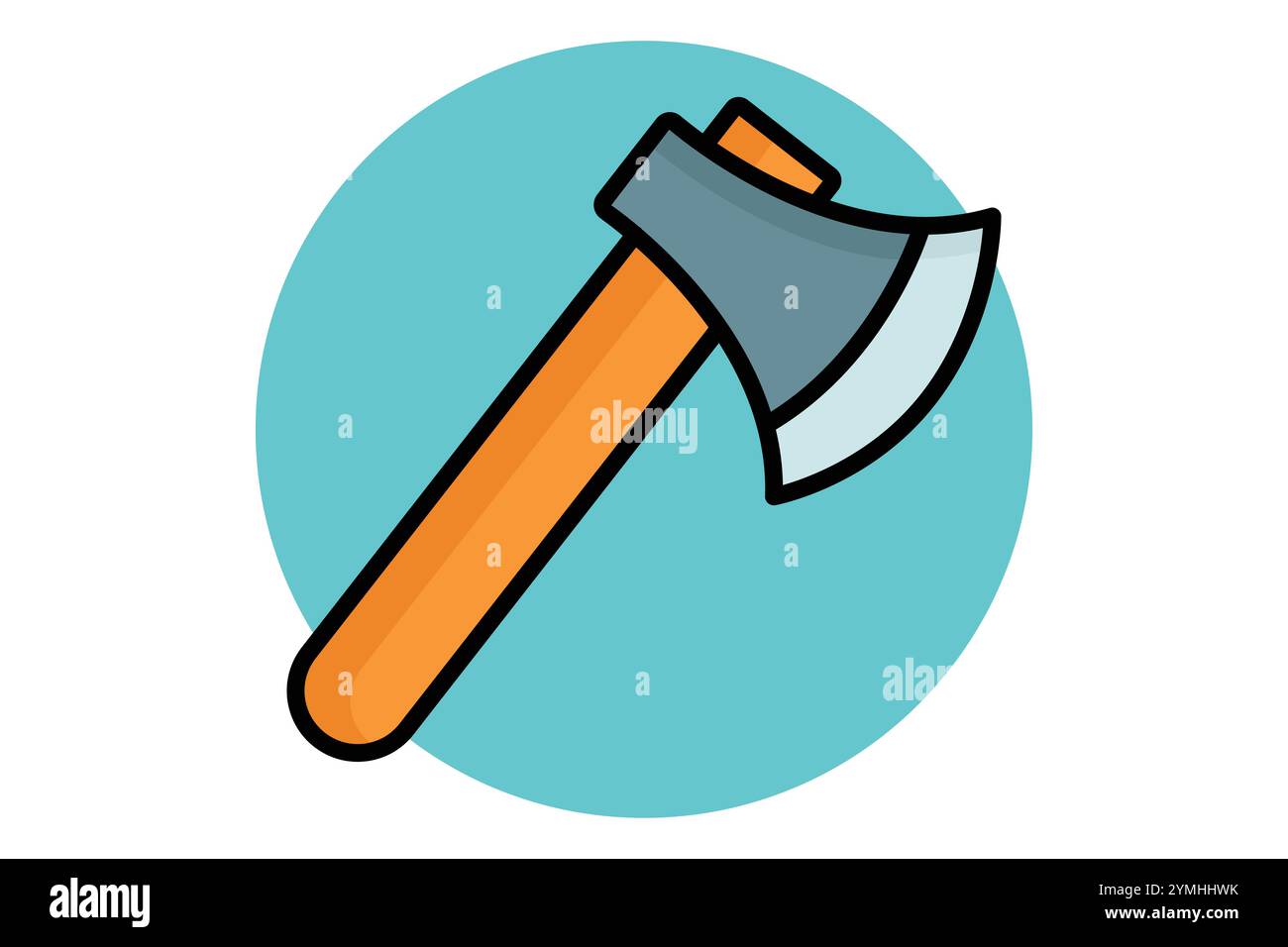 Axt-Symbol. Symbolstil für farbige Umrisse. Symbol für Gartenarbeit. Gartenwerkzeuge Elemente Vektor-Illustration Stock Vektor