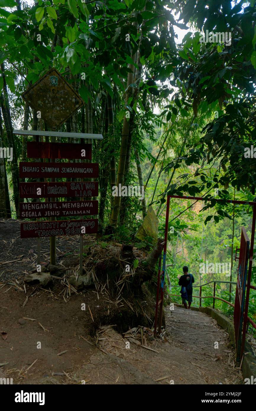 Das Tor zur Treppe der Tumpak Sewu Wasserfälle in Indonesien Stockfoto