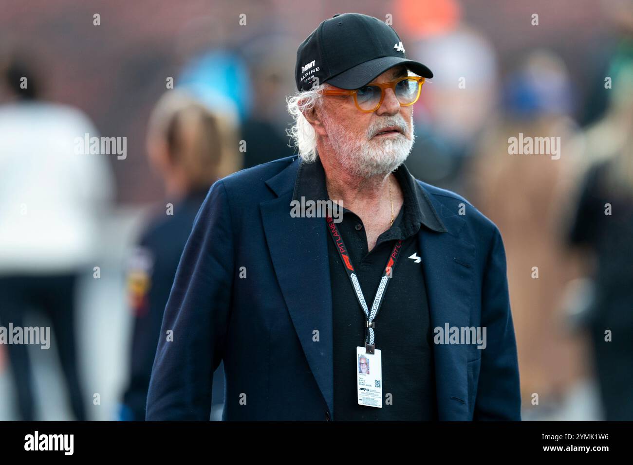 Las Vegas, Usa. November 2024. Der Berater des Alpine F1 Teams Flavio Briatore kommt am Donnerstag, den 21. November 2024, zum Formel 1 Las Vegas Grand Prix auf dem Las Vegas Strip Circuit in Las Vegas. Foto: Greg Nash/UPI Credit: UPI/Alamy Live News Stockfoto