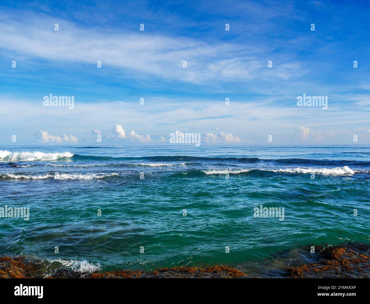 Meer und Strand in Playa Punta Uva in Costa Rica. Punta Uva Beach liegt an der südlichen Karibikküste Costa Ricas. Stockfoto