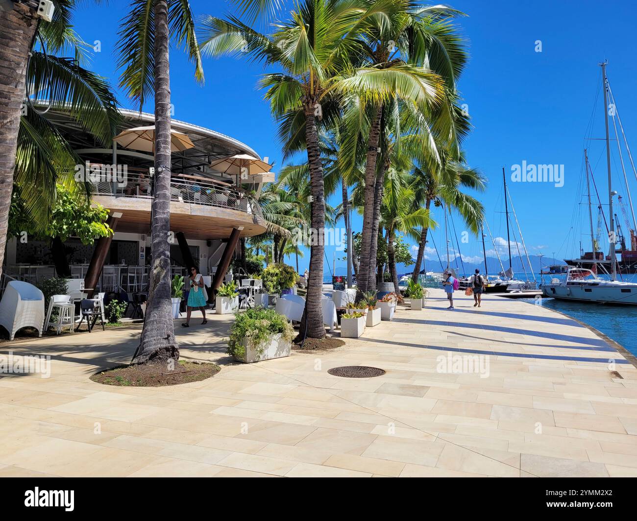 Blick auf Papeete Uferpromenade, Tahiti Insel, Französisch-Polynesien Stockfoto