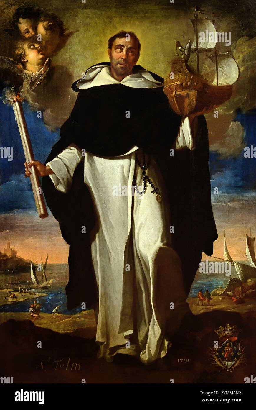 Saint Elme Protecteur du Commerce Maritime - Saint Elmo Protector of Maritime Trade 1701 von Antoni - Antoine Guerra Le Jeune 1666-1711 17. - 18. Jahrhundert, Französisch, Museum für schöne Kunst, Frankreich, Stockfoto