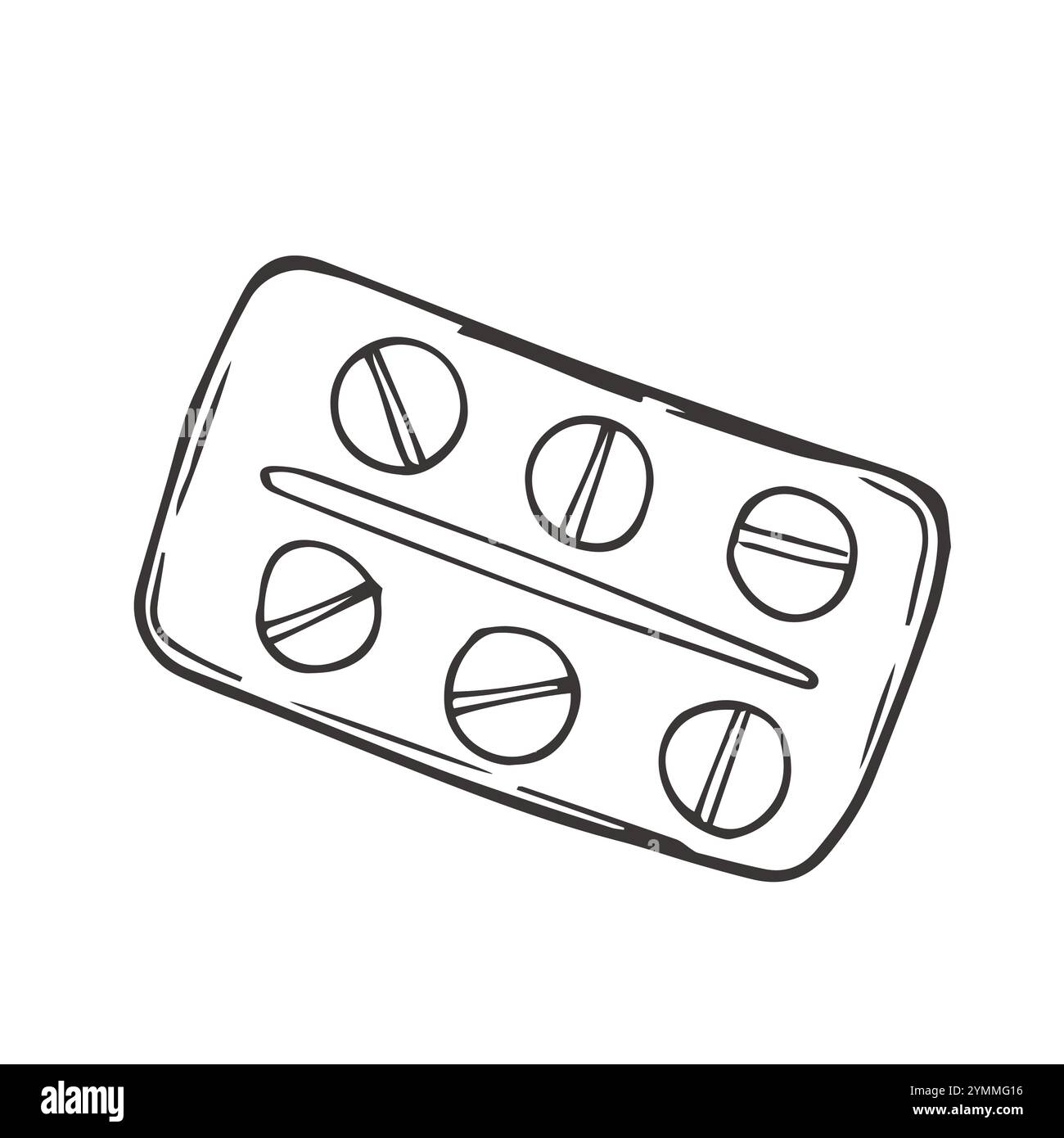 Verschreibungspflichtige Medikamente und Medikamente Doodle, handgezeichnete Vektor Doodle Illustration von verschiedenen Medikamenten Tabletten und Pillen für medizinische Zwecke Stock Vektor