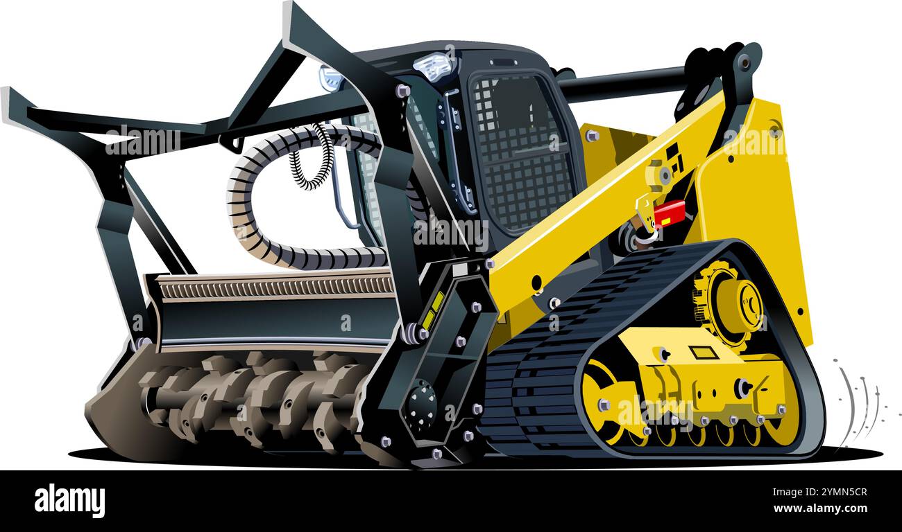Vektor Cartoon Mulcher Traktor. Verfügbares EPS-10-Vektorformat, das durch Gruppen getrennt ist, für eine einfache Bearbeitung Stock Vektor