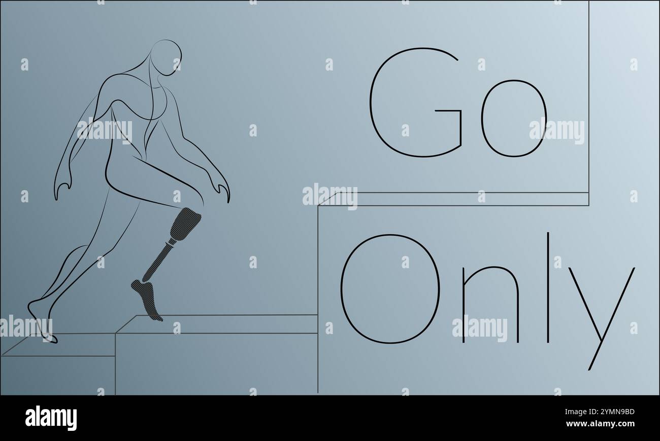 Cyborg überwindet Schwierigkeiten. Minimalistische Vektor-Illustration Stock Vektor