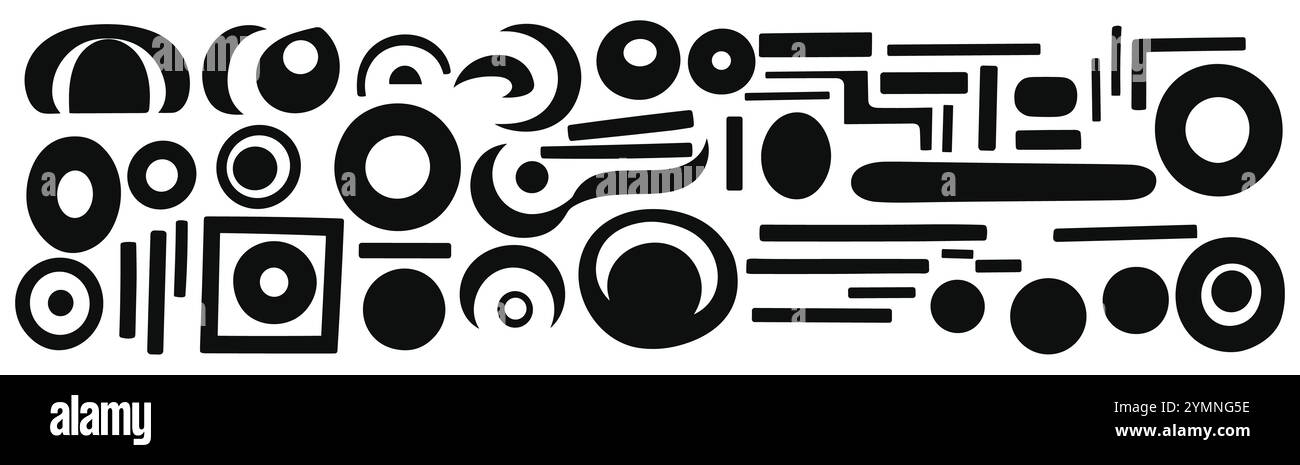 Schwarze Muster isoliert auf weiß, Vektorformen dxf EPS, im Stil von Paul Rand, geformte Leinwand Stock Vektor