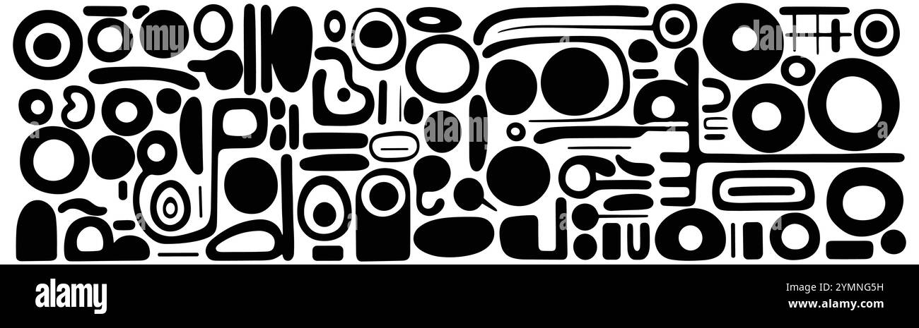 Schwarze Muster isoliert auf weiß, Vektorformen dxf EPS, im Stil von Paul Rand, geformte Leinwand Stock Vektor