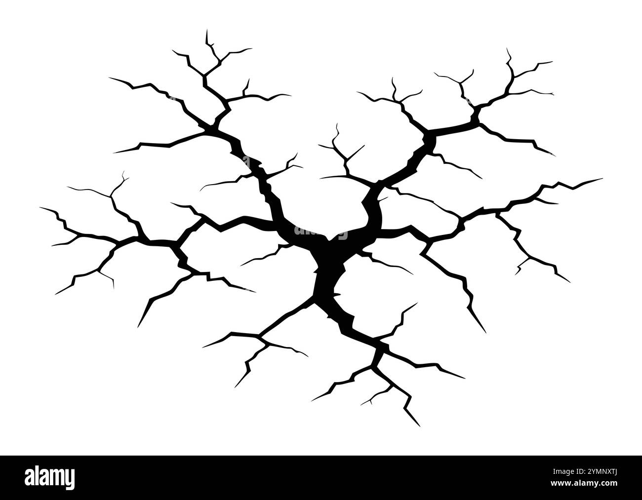 Riss-, Wandbruch-Textureffekt mit gemahlenen Spalten oder Betonbruchlinien. Vektormuster Stock Vektor