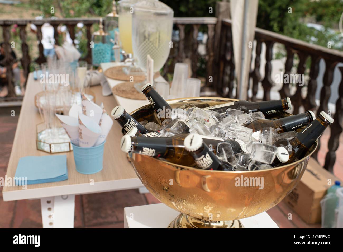Schokoriegel auf einer Tauffeier Stockfoto