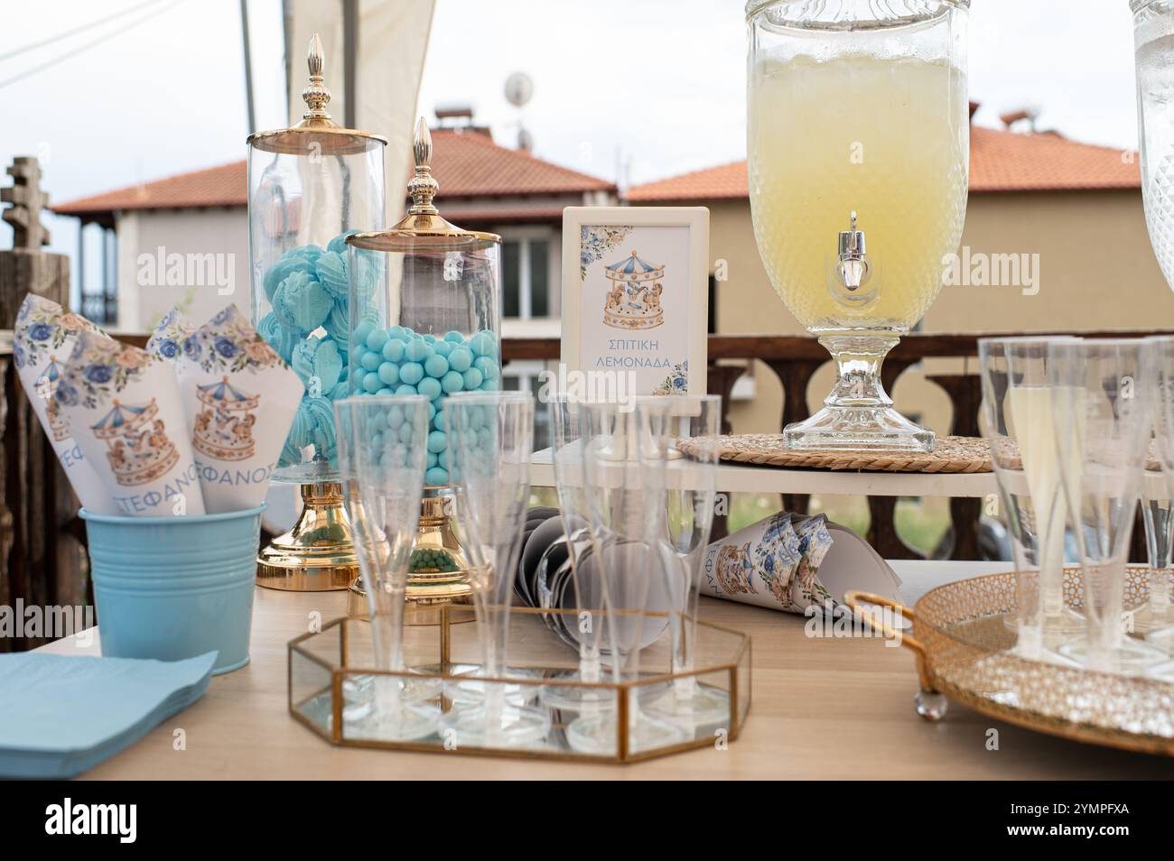 Schokoriegel auf einer Tauffeier Stockfoto