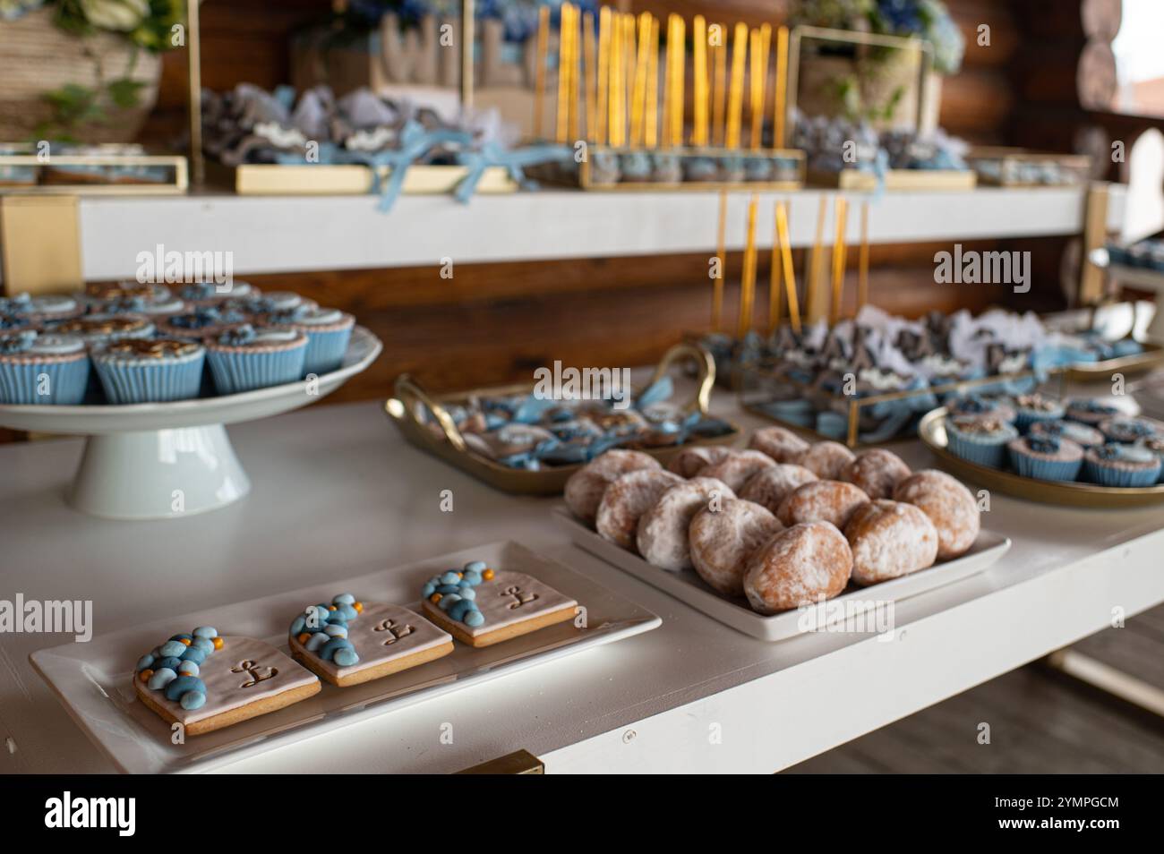 Schokoriegel auf einer Tauffeier Stockfoto