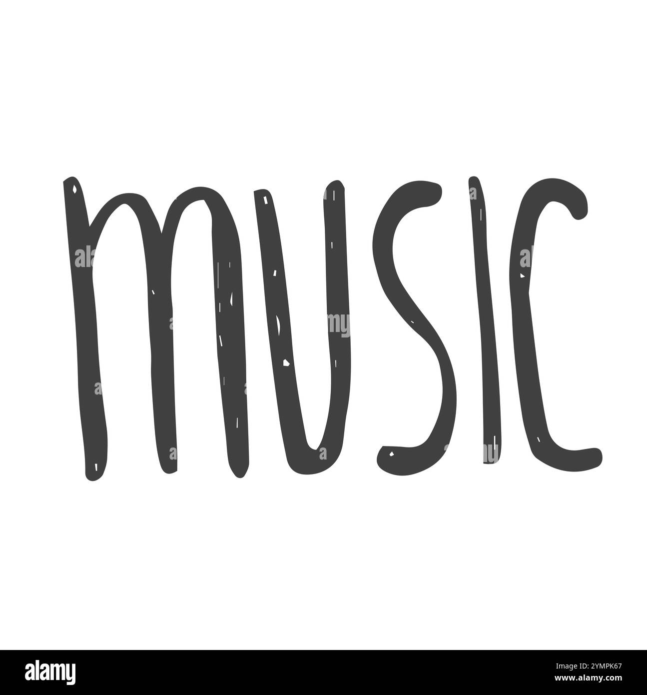 Handgezeichnete Musiknotizen Wort. Text kritzeln. Kreative Tintenkunst. Tatsächliche Vektorzeichnung Stock Vektor
