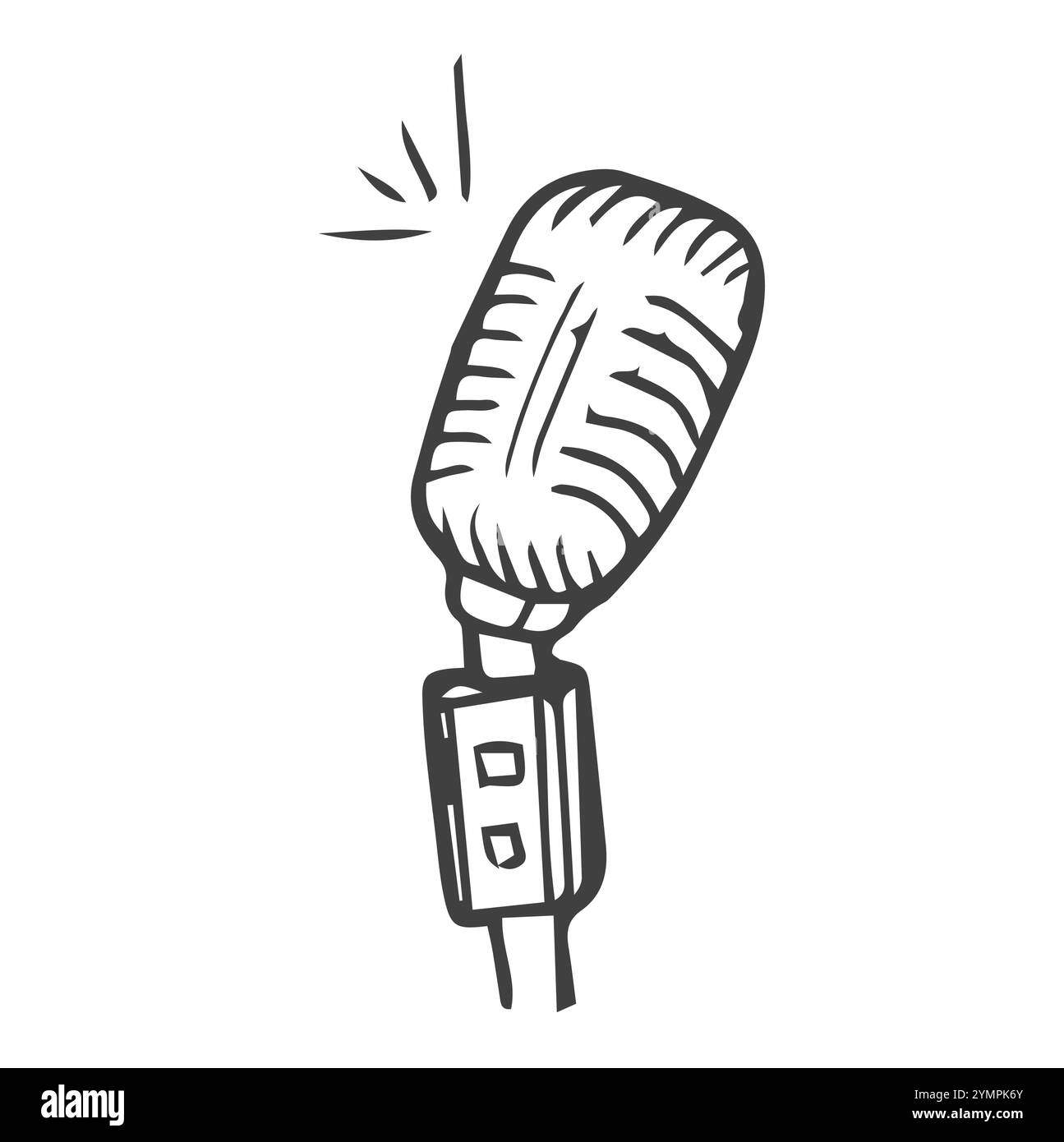 Doodle Podcasting Mikrofon Handzeichnung Skizzieraufzeichnung Stock Vektor