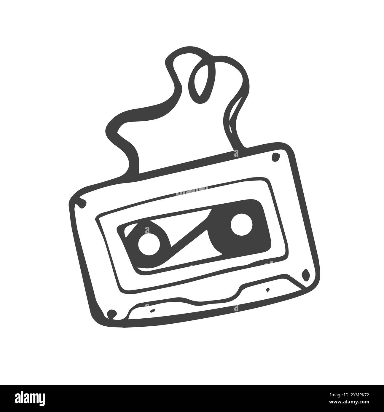 Abstrakte Hand Gezeichnet Klassisches Band Alte Kassette Doodle Konzept Vektor-Design Outline Stil Auf Weißem Hintergrund Isolierte Outline Musik, Sound, Audio, Rev Stock Vektor