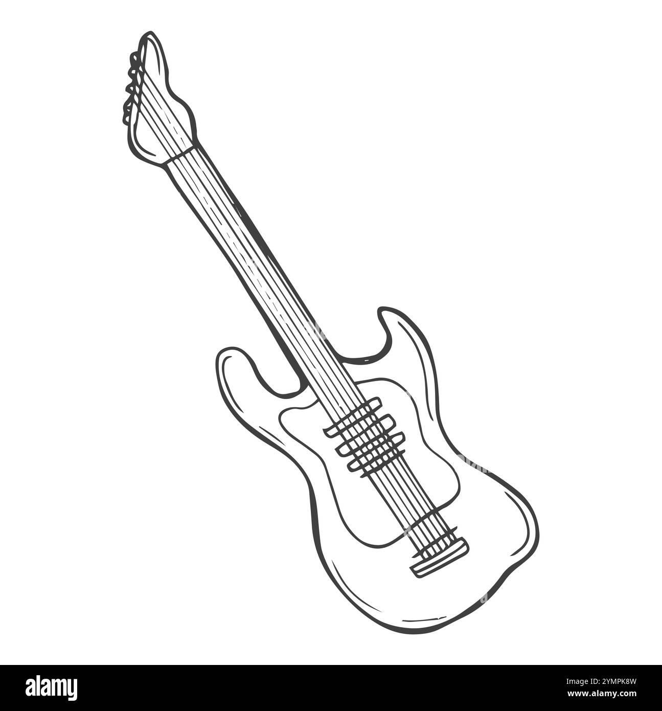 Handgezeichnete E-Gitarren-Ikone in Doodle Stock Vektor