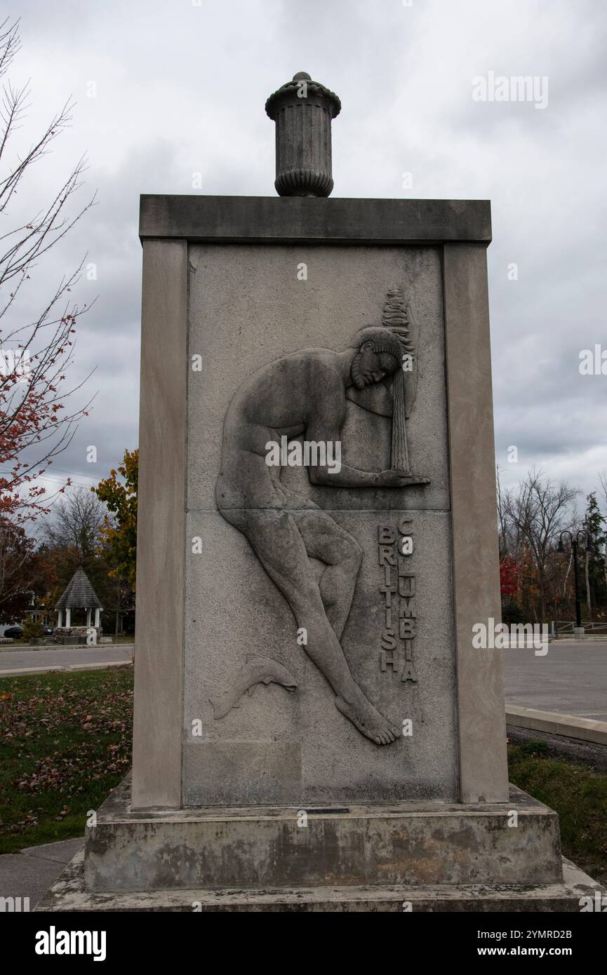 Kunstwerk British Columbia im Guild Park & Gardens in Scarborough, Toronto, Ontario, Kanada Stockfoto